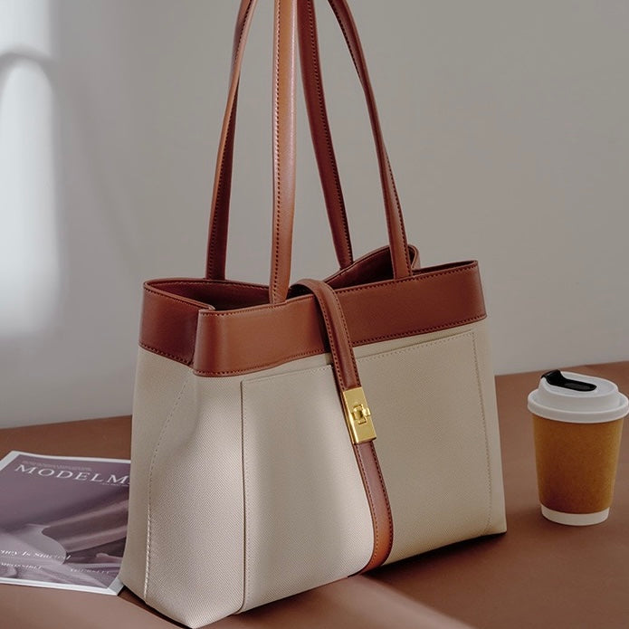 Genuine Leather Dune & Saddle Tote Bag for the Modern Woman