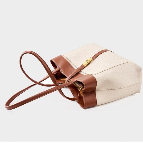 Genuine Leather Dune & Saddle Tote Bag for the Modern Woman