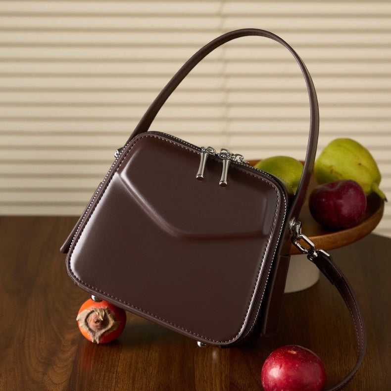 Genuine Leather Women's Trapezoidal Handheld Shoulder Bag