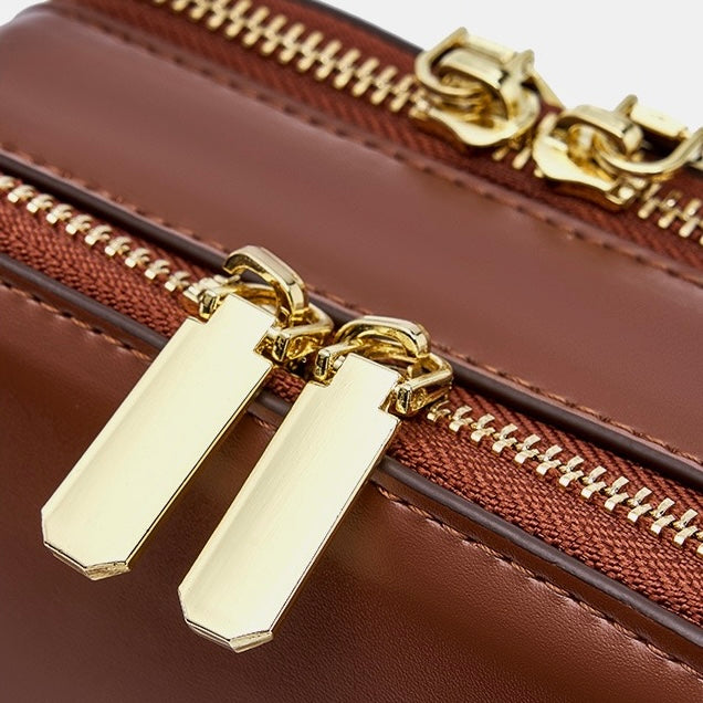 Elegant Genuine Leather Boxy Handheld Crossbody Bag for Women