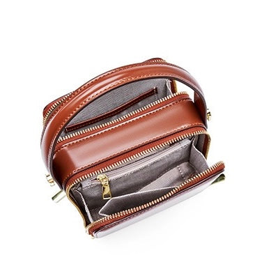 Elegant Genuine Leather Boxy Handheld Crossbody Bag for Women