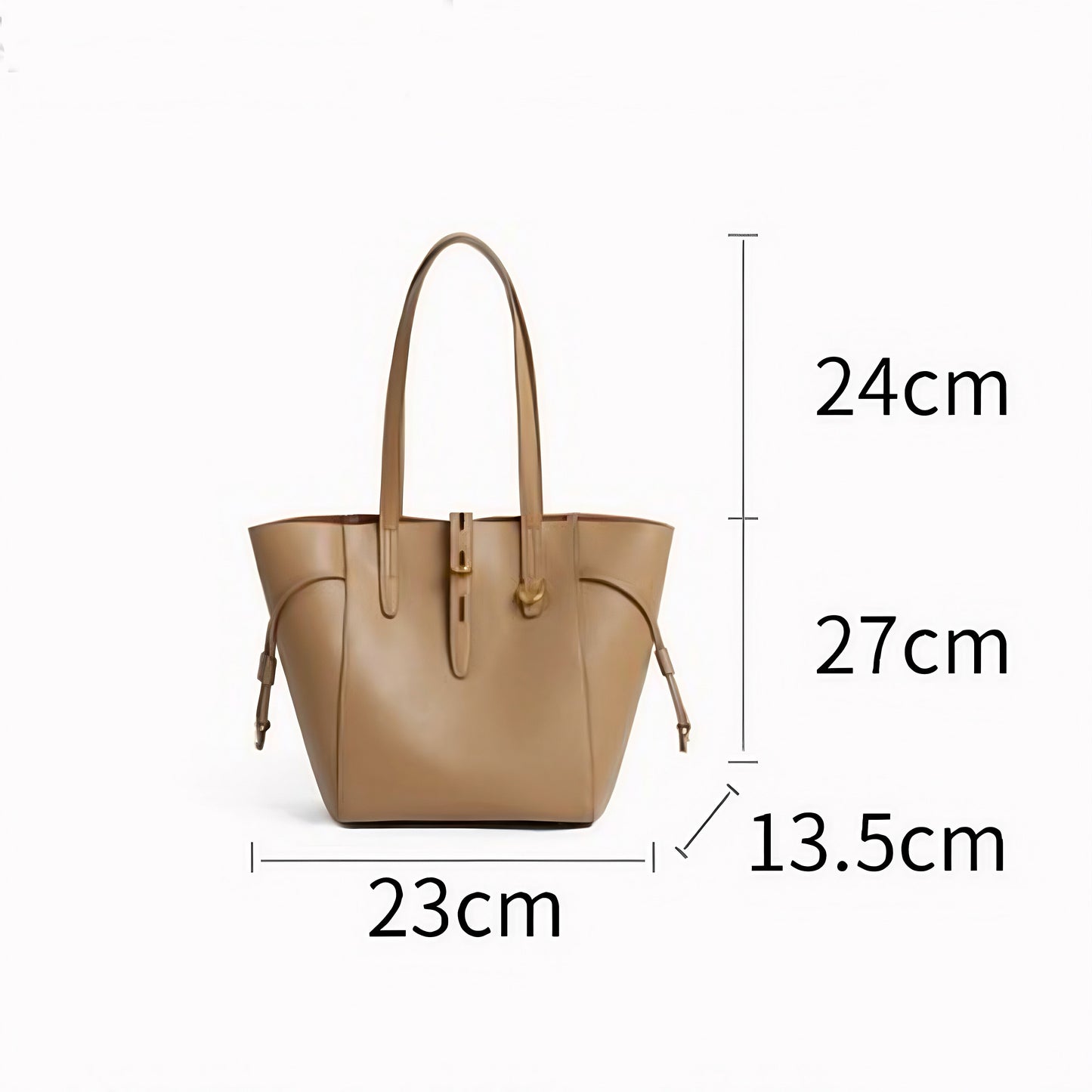 Vintage Lock Buckle Genuine Leather Tote Bag for Women