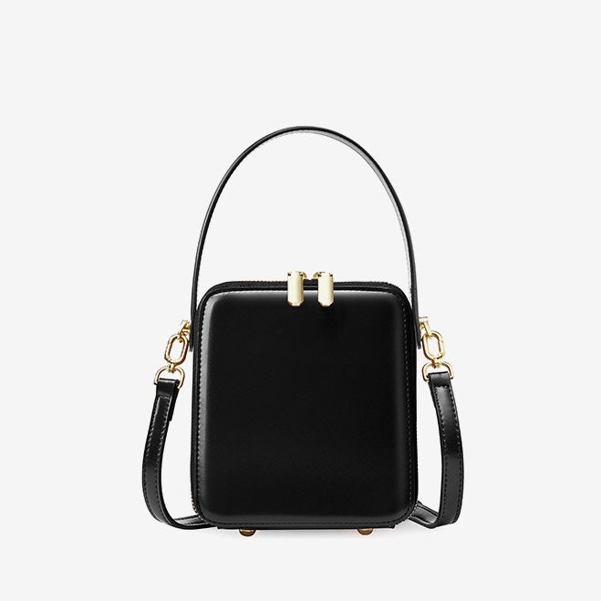 Elegant Genuine Leather Boxy Handheld Crossbody Bag for Women