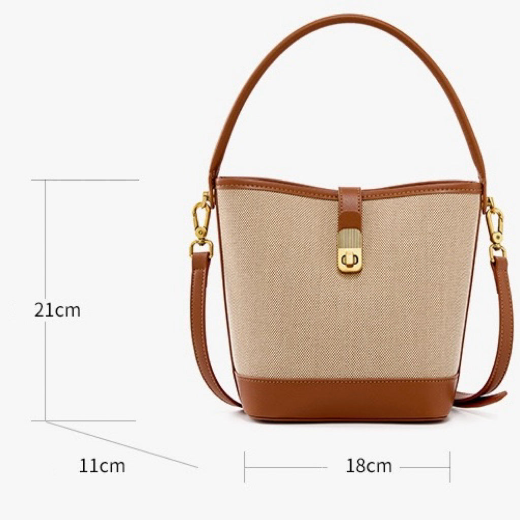 Niche Commuter Color Block Woven Shoulder Bag in Elegant Brown