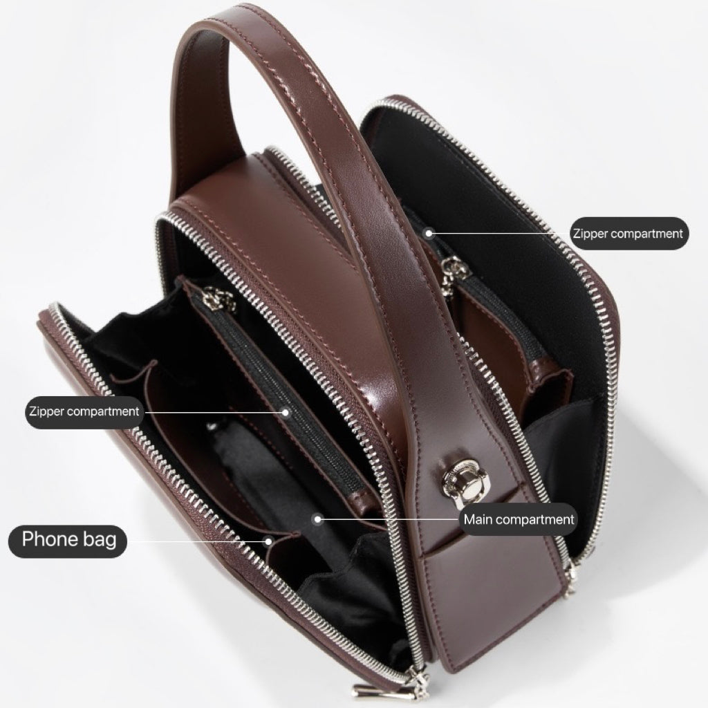 Genuine Leather Women's Trapezoidal Handheld Shoulder Bag