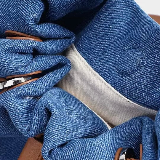 Sophisticated Denim & Leather Travel Backpack for Women