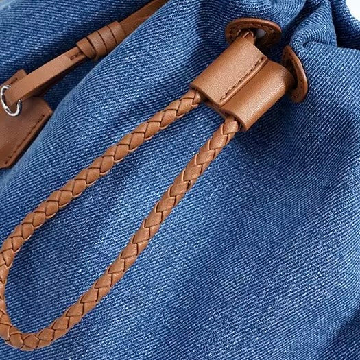 Sophisticated Denim & Leather Travel Backpack for Women