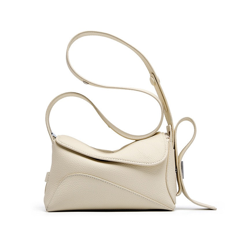 Asymmetric Luxe Grained Leather Crossbody Bag
