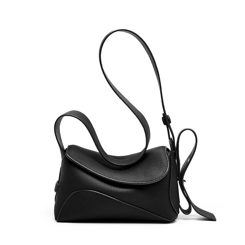 Asymmetric Luxe Grained Leather Crossbody Bag