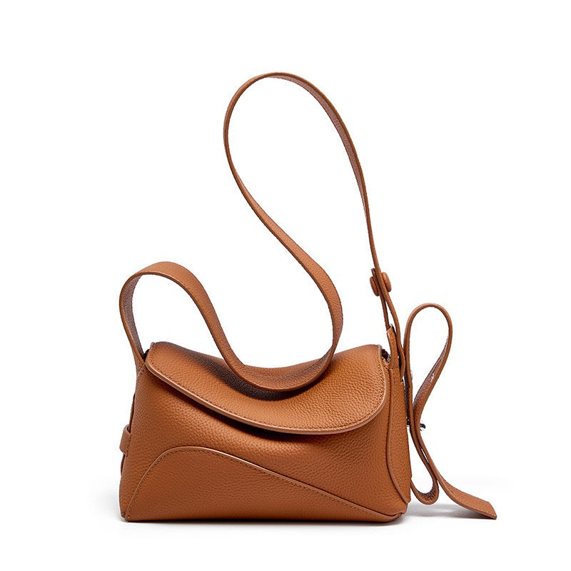 Asymmetric Luxe Grained Leather Crossbody Bag