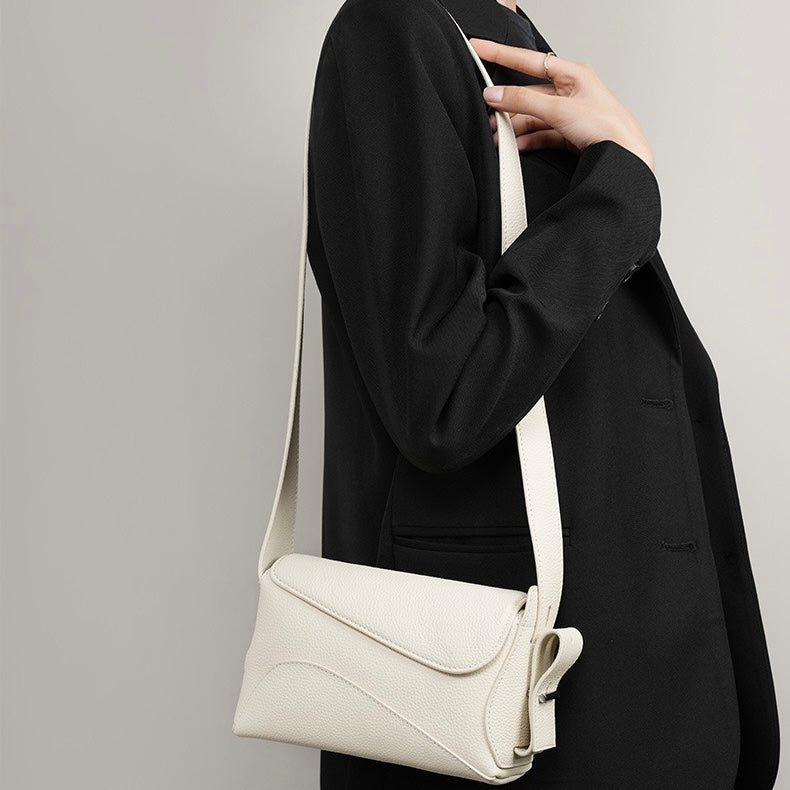 Asymmetric Luxe Grained Leather Crossbody Bag