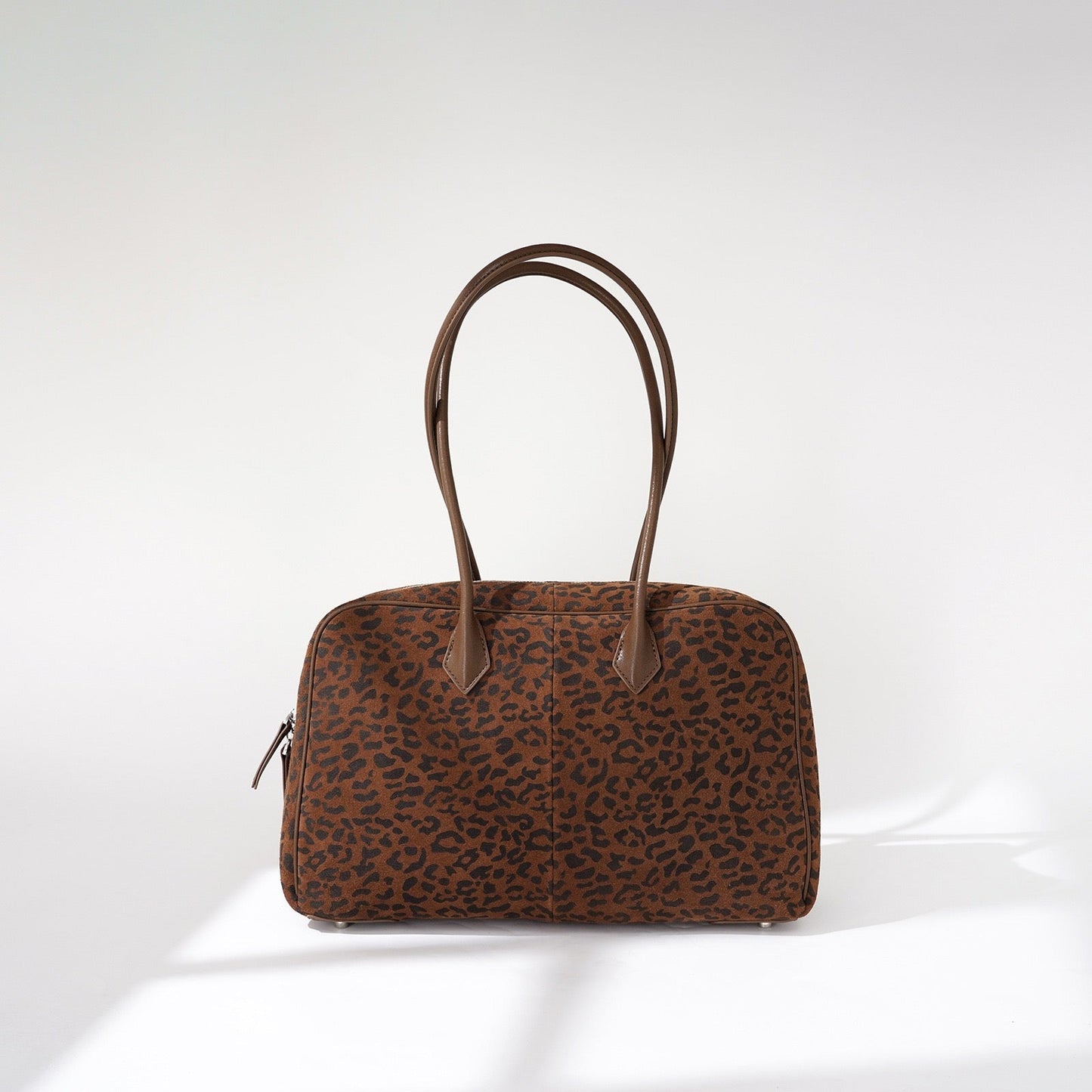 Leopard Print Genuine Leather Luxury Bowling Bag