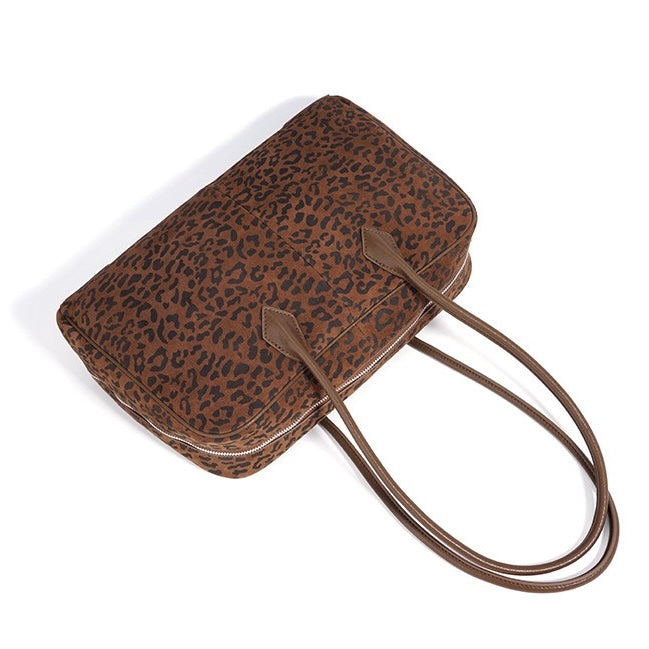 Leopard Print Genuine Leather Luxury Bowling Bag