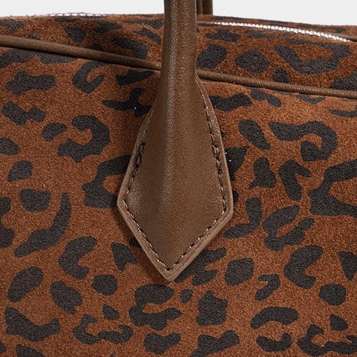 Leopard Print Genuine Leather Luxury Bowling Bag