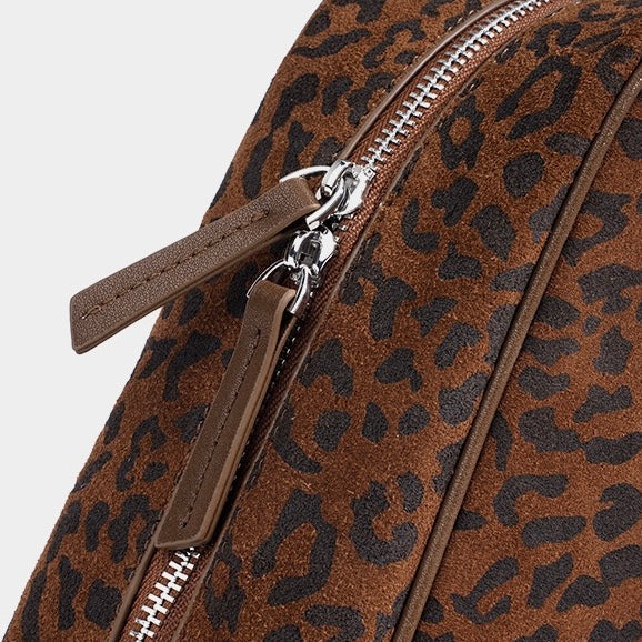 Leopard Print Genuine Leather Luxury Bowling Bag