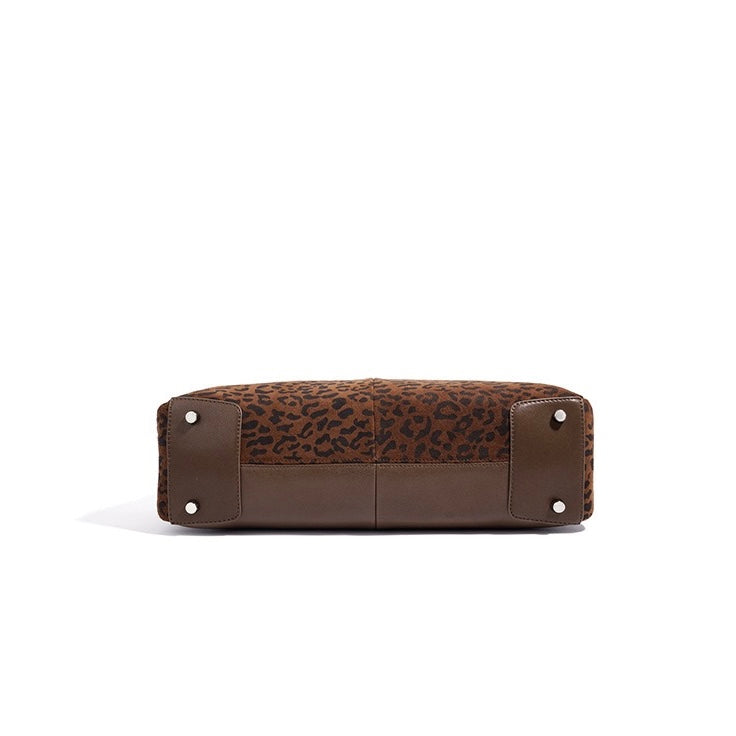 Leopard Print Genuine Leather Luxury Bowling Bag