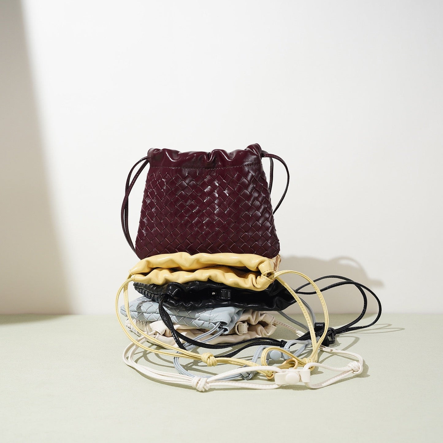 Sheepskin Elegance: Women's Woven Leather Crossbody Bag