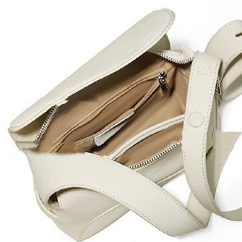 Asymmetric Luxe Grained Leather Crossbody Bag