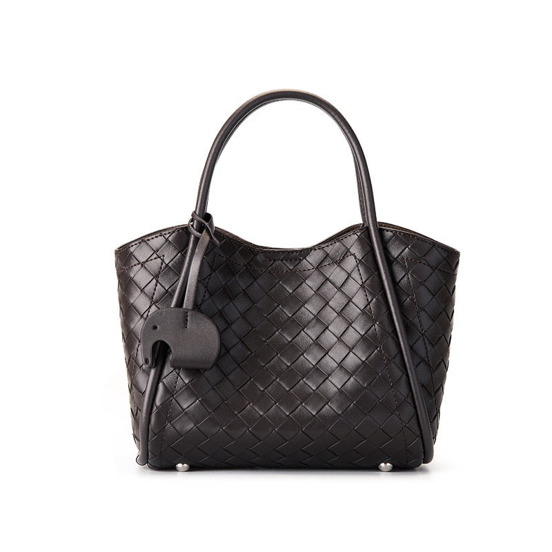 Premium Leather Woven Large Capacity Tote & Crossbody Bag