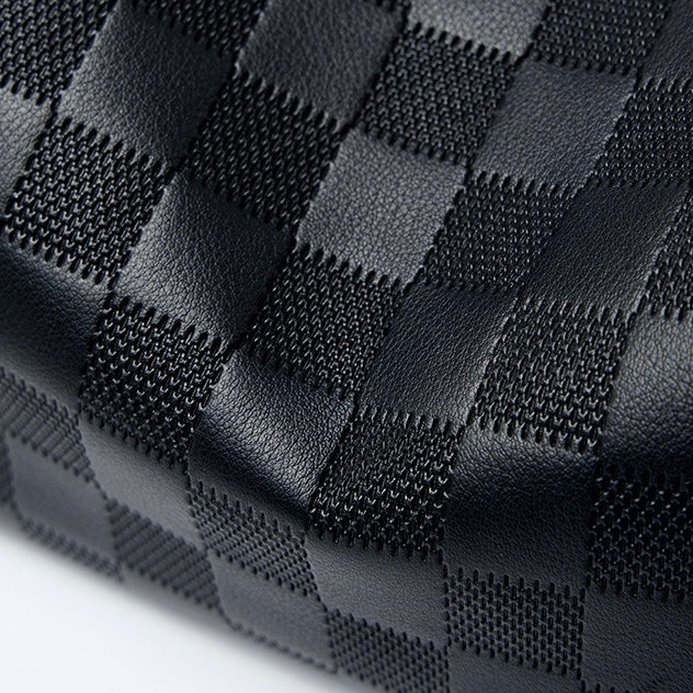 Elegant Genuine Leather Checkered Crossbody Bag