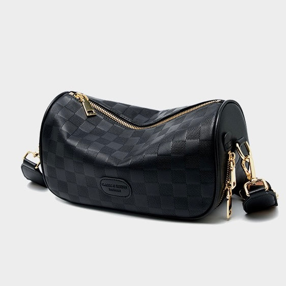 Elegant Genuine Leather Checkered Crossbody Bag