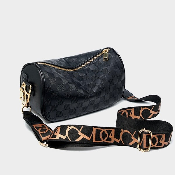 Elegant Genuine Leather Checkered Crossbody Bag