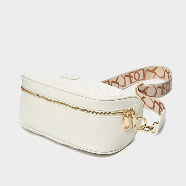 Elegant Genuine Leather Checkered Crossbody Bag