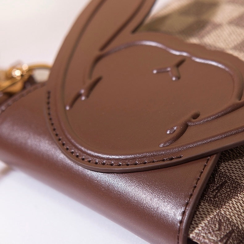 Plaid Elegance Rabbit Genuine Leather Mini Crossbody Bag