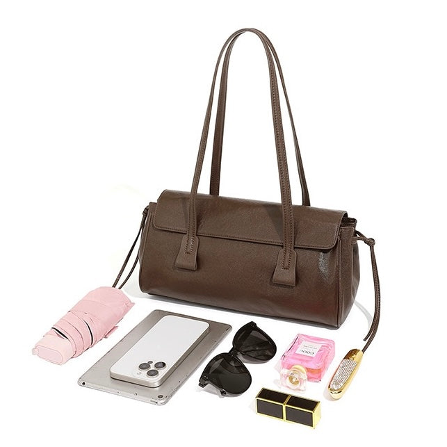 Vintage Genuine Leather Underarm Baguette Bag - Timeless Elegance