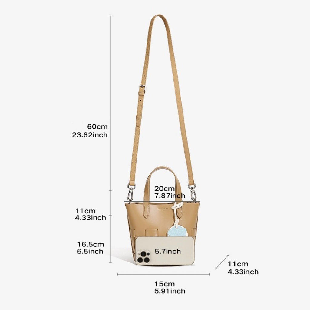 Handcrafted Leather Woven Picnic Basket Bag with Panda Charm