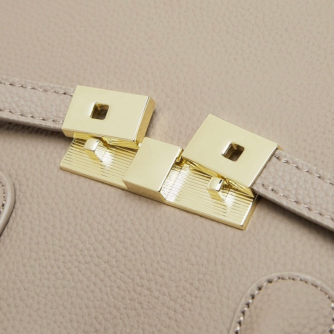 Sophisticated Gold-Hardware Leather Tote Bag