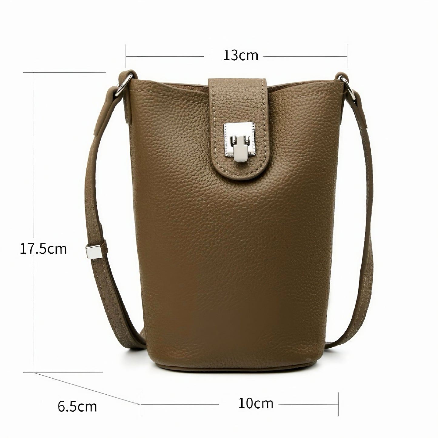 Genuine Leather Drawstring Bucket Phone Bag for Women