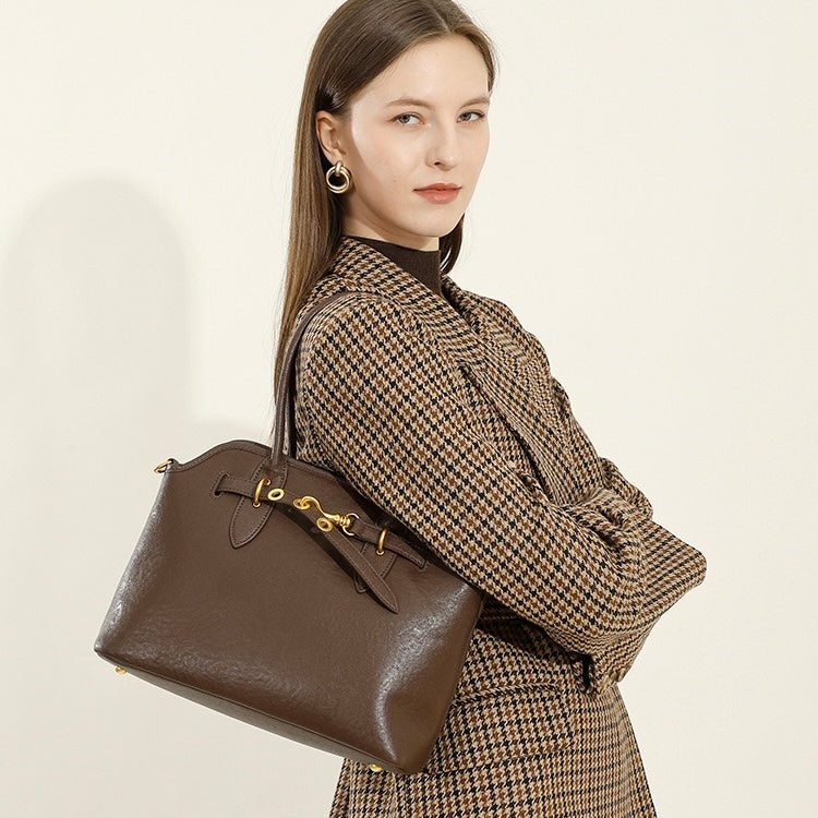 Vintage Grain Leather Tote Bag - Timeless Elegance Redefined