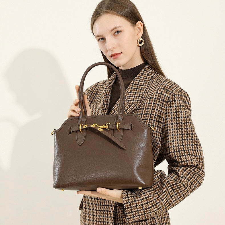 Vintage Grain Leather Tote Bag - Timeless Elegance Redefined