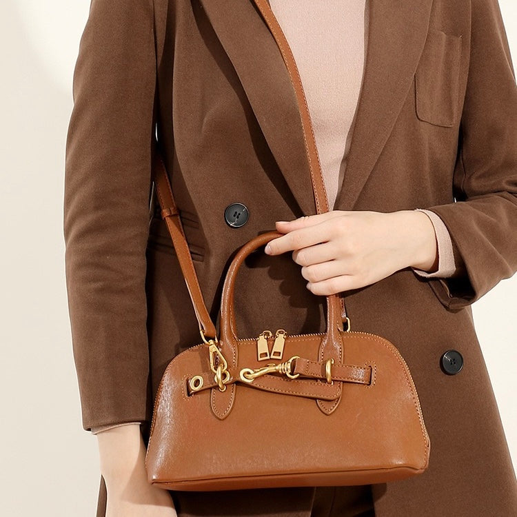 Elegant Vintage Genuine Leather Shell Bag for Women
