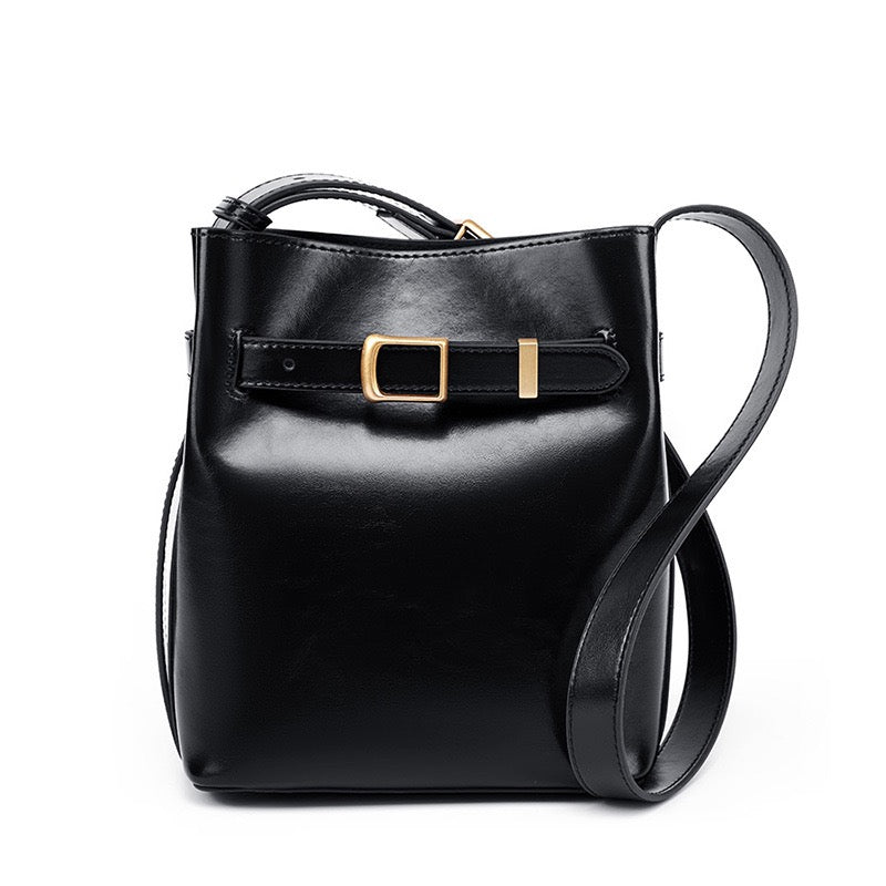 Vintage Elegance Genuine Leather Shoulder Bucket Bag