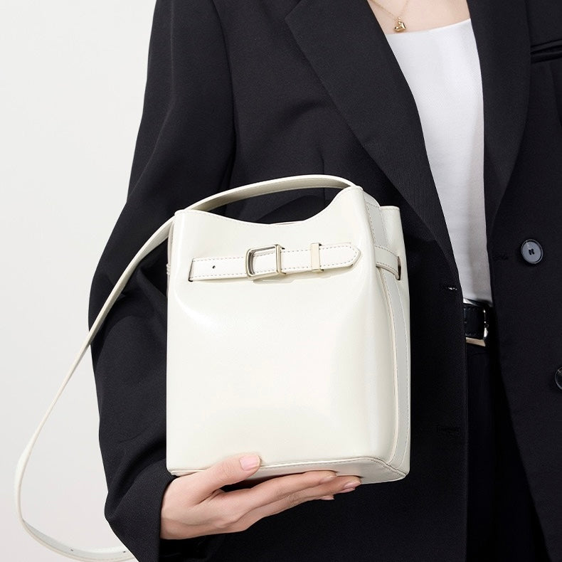 Vintage Elegance Genuine Leather Shoulder Bucket Bag
