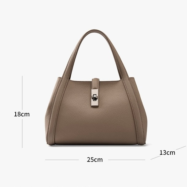Top-Grain Leather Crossbody Bag with Elegant Lock Closure