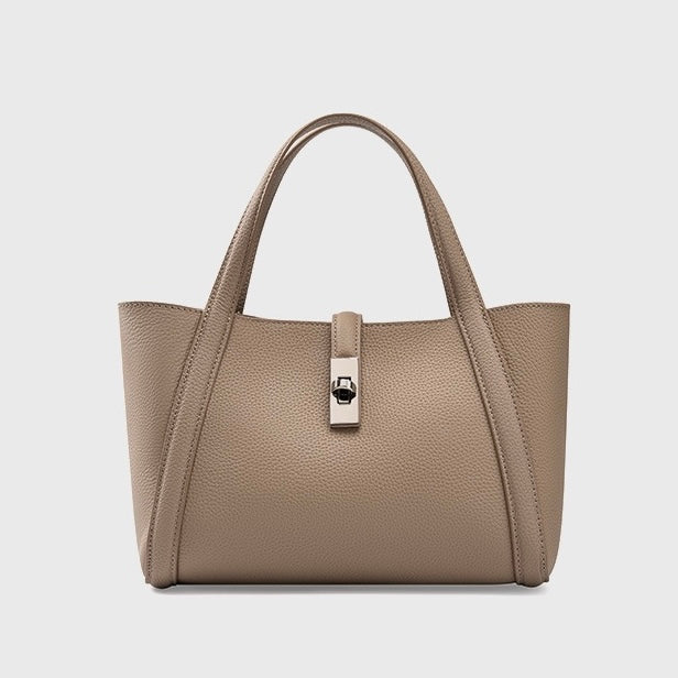 Top-Grain Leather Crossbody Bag with Elegant Lock Closure