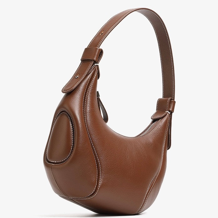Niche Crescent Vintage Leather Shoulder Crossbody Bag