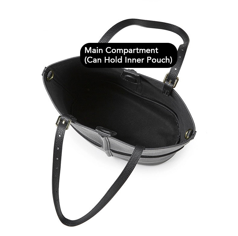 Elegant Leather Commuter Tote Bag with Pouch