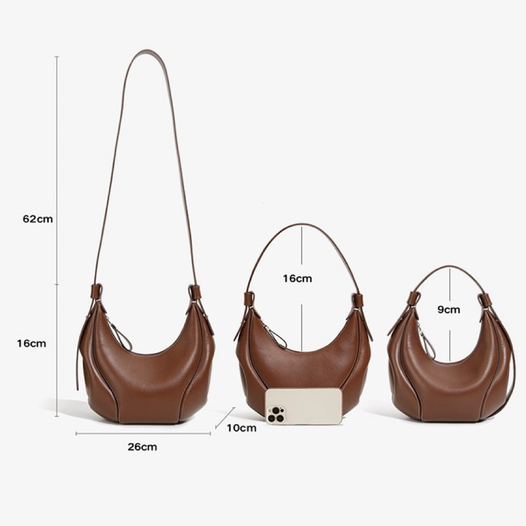 Niche Crescent Vintage Leather Shoulder Crossbody Bag