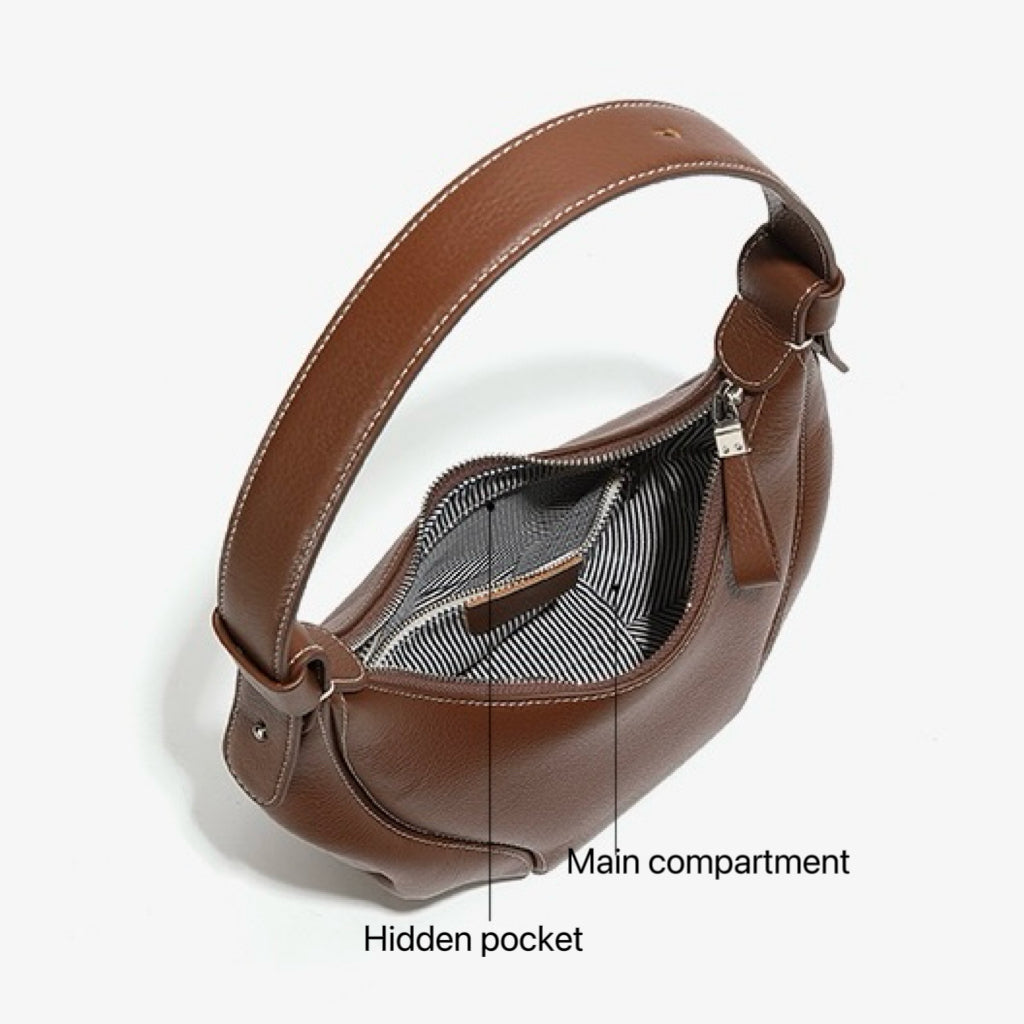 Niche Crescent Vintage Leather Shoulder Crossbody Bag