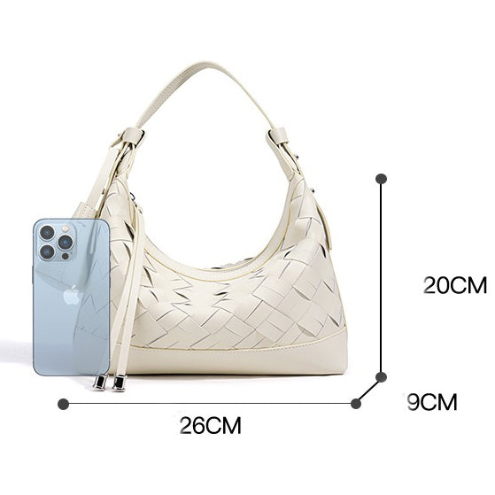Woven Dumpling Shoulder & Crossbody Bag in Genuine Leather