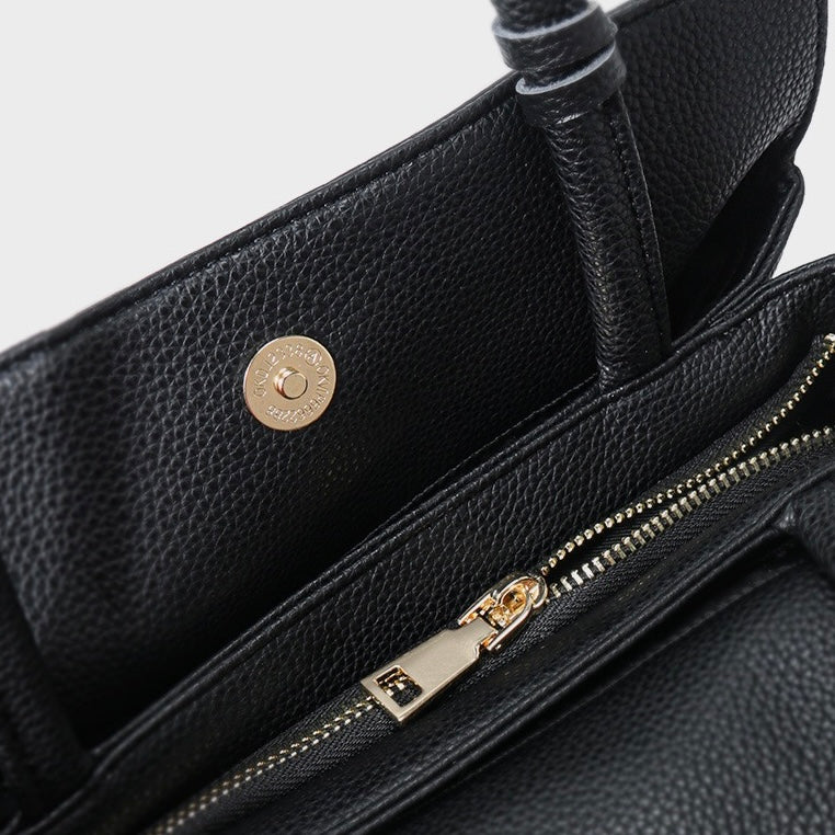 Elegant Rose Embossed Genuine Leather Tote with Detachable Strap