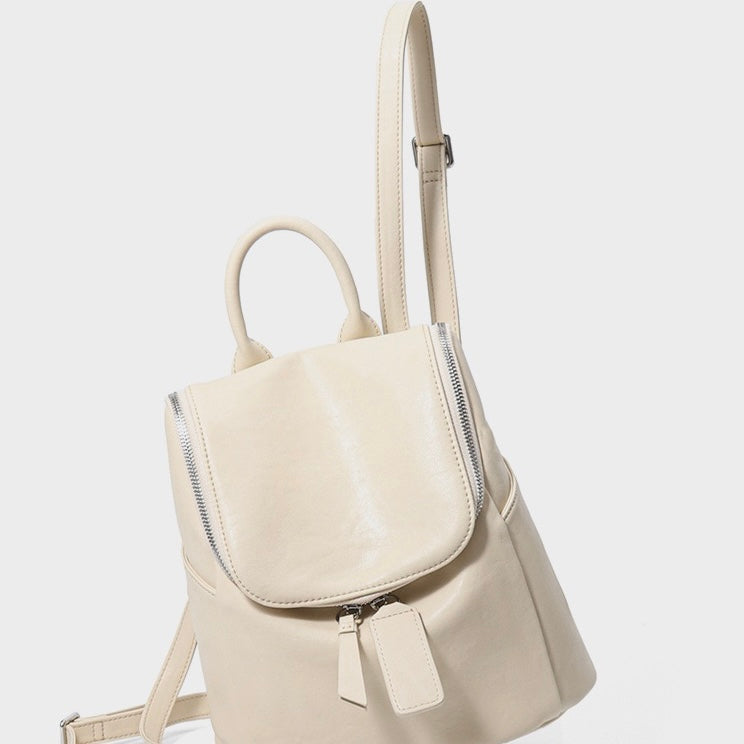 Elegance Redefined: Minimalist Creamy Leather Backpack