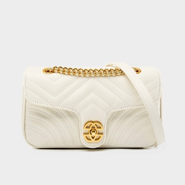 Genuine Leather Love Diamond Chain Crossbody Bag