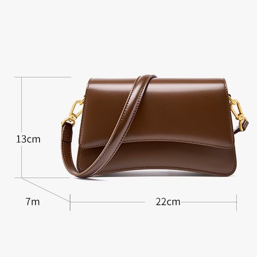 French Chic Genuine Leather Multifunctional Baguette Shoulder Bag