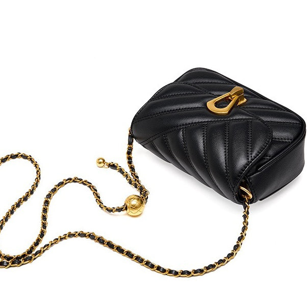 2025 Summer Luxe Genuine Leather Mini Chain Shoulder Bag