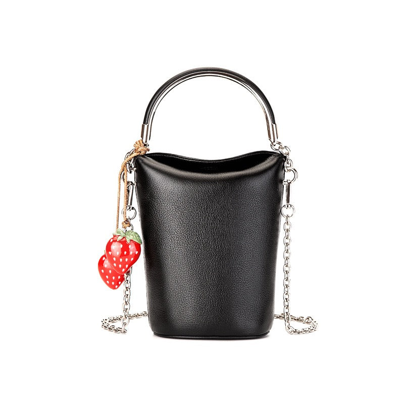 Genuine Leather Mini Bucket Crossbody Bag